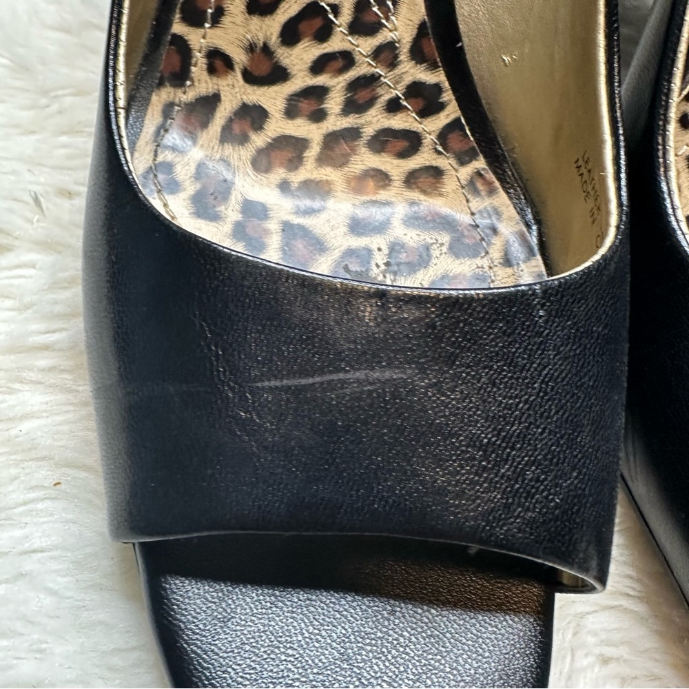 Tahari Peep-Toe Heels Black & Leopard Print Size 9.5 - Picture 3 of 16